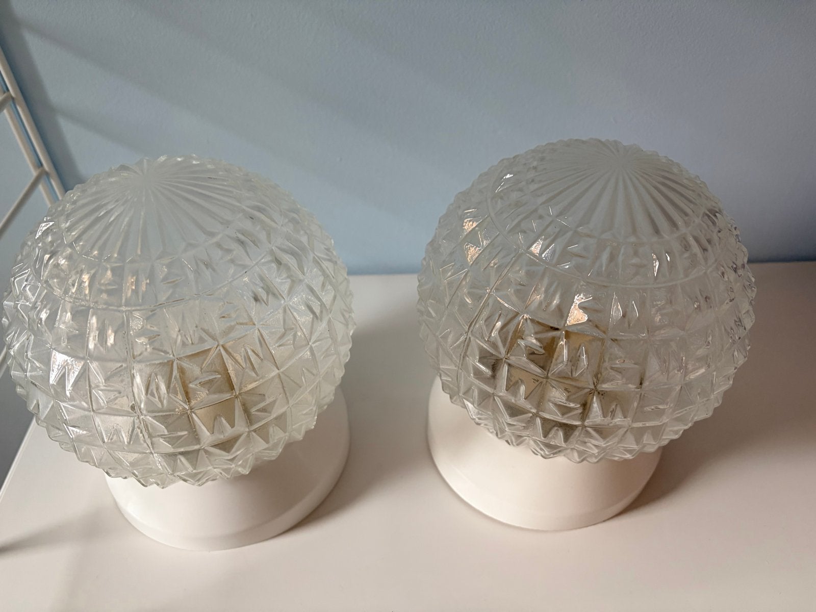 Set van 2 vintage glazen bol lampen, Antiek en Kunst, Ophalen