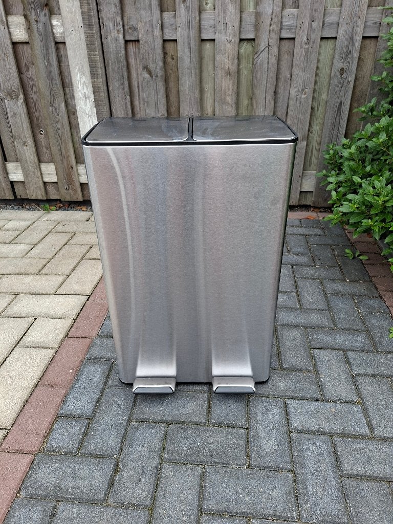 Bayt Prullenbak - Prullenbak 60 Liter (2x30)  Silver, 50 – 75, Kunststof, Nieuw, 40 liter of meer