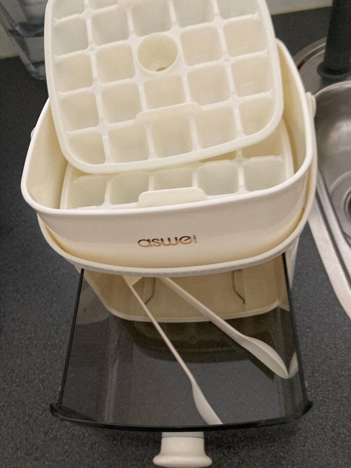 IJsblokjes box met lade en schepje, Beige, Overige typen, Kunststof, Ophalen of Verzenden
