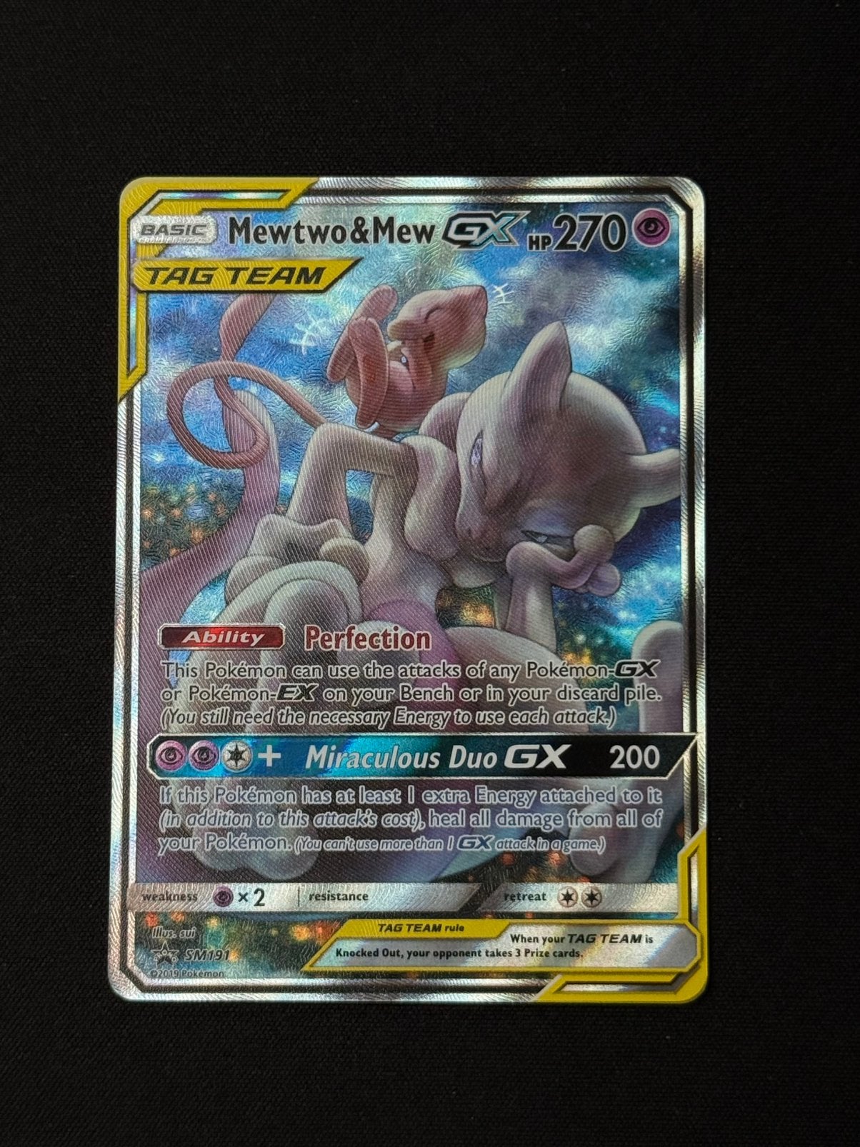 Mewtwo & Mew GX SM191 - TAG TEAM, Ophalen of Verzenden, Zo goed als nieuw, Losse kaart
