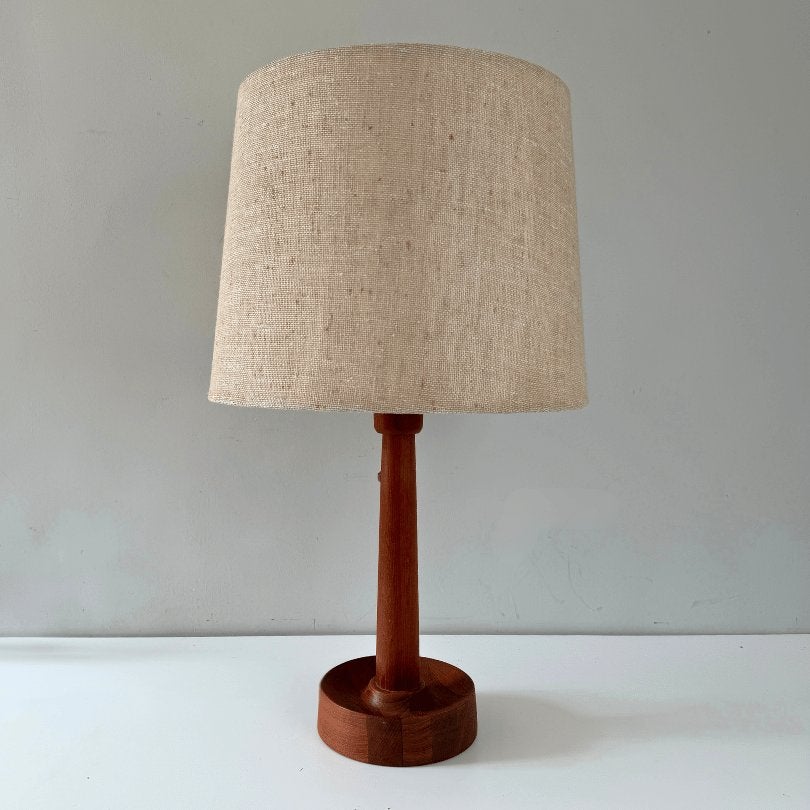 Teak tafellamp, jute kap - Uno&Östen Kristiansson - Luxus, Ophalen, Luxus, Midcentury modern, Onbekend