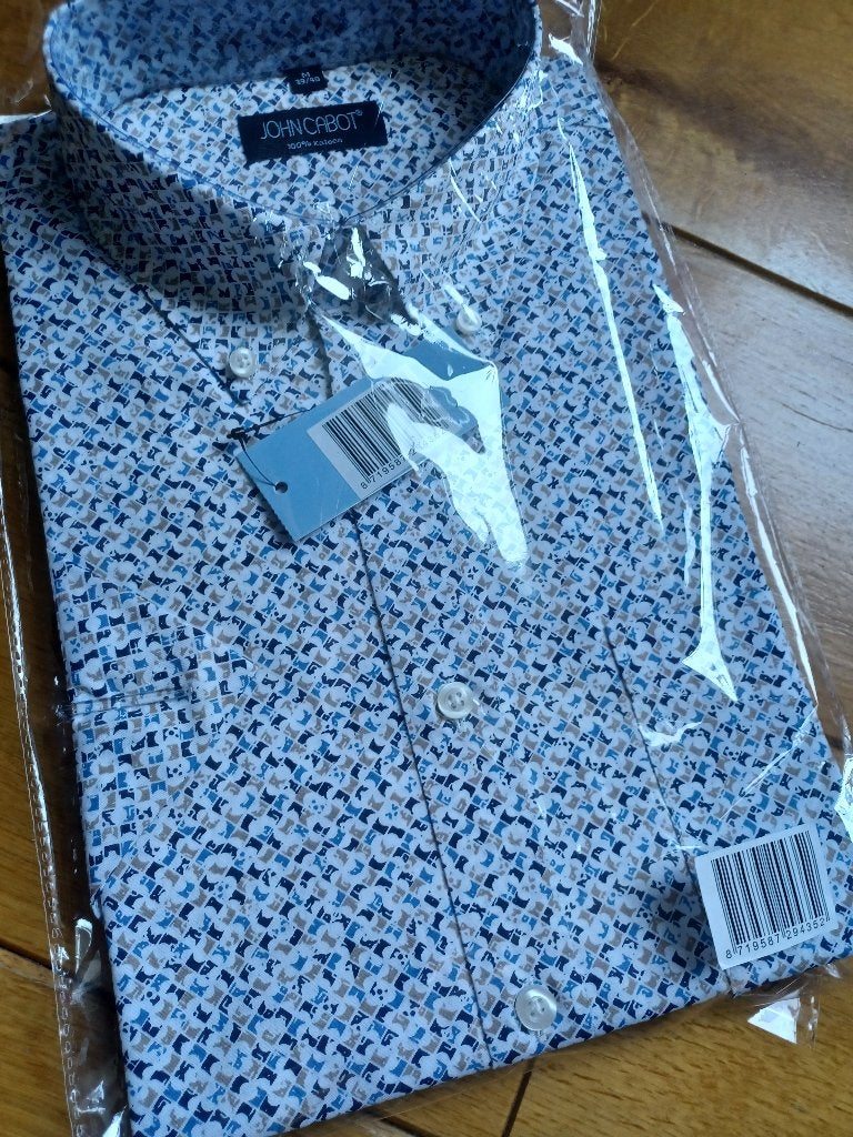 John Cabot overhemd korte mouw maar M (en L) - nieuw, Blauw, Nieuw, John Cabot, Halswijdte 39/40 (M)