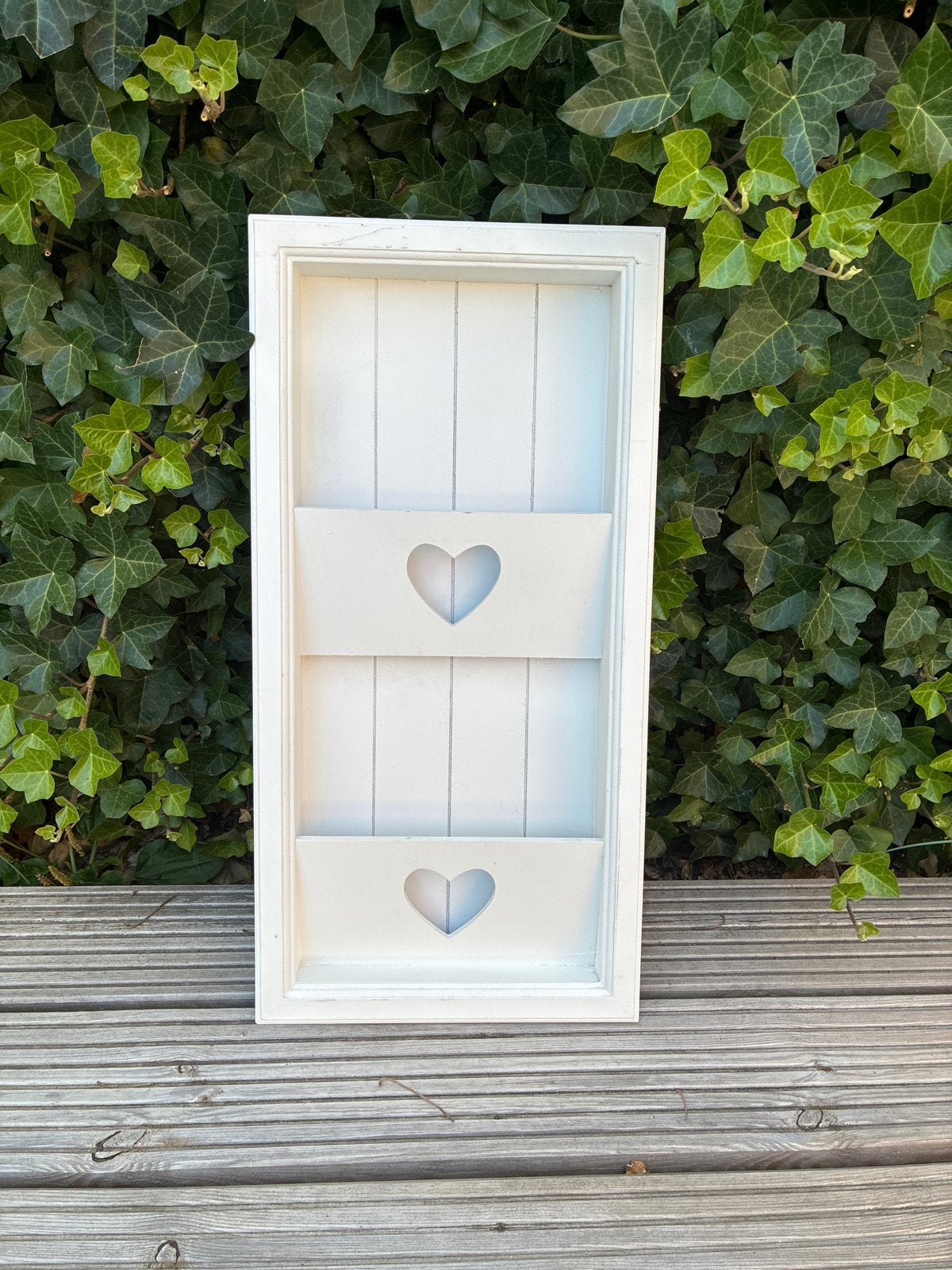 Brievenhouder Wanddecoratie Wit met Hartjes, Huis en Inrichting, Woonaccessoires | Overige, Hout, Gebruikt, Ophalen of Verzenden