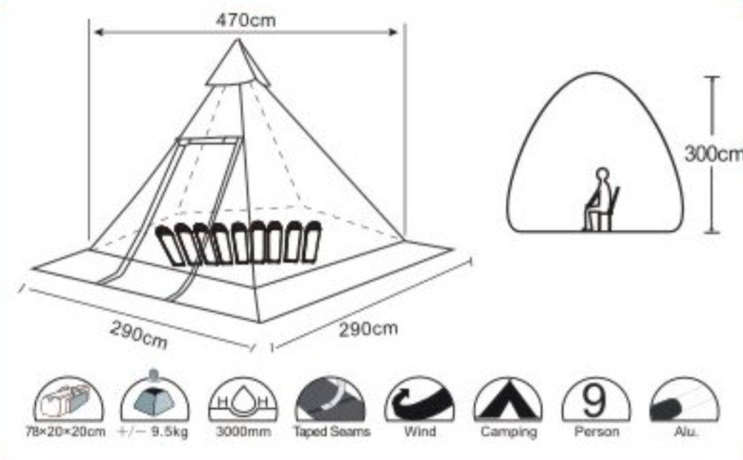 Grote Tipi tent voor groepen of gezin, Ophalen, Nieuw