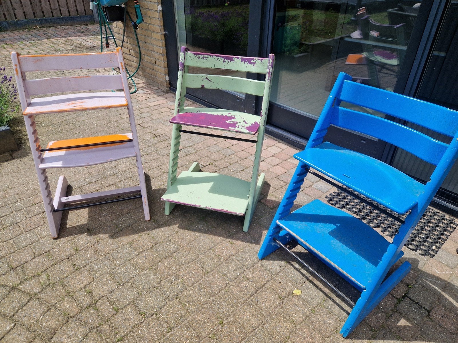 3 Stokke Tripp Trapp stoelen - opknappers, Kinderen en Baby's, Kinderstoelen, Ophalen of Verzenden, Gebruikt, Meegroeistoel, Aanschuifbaar