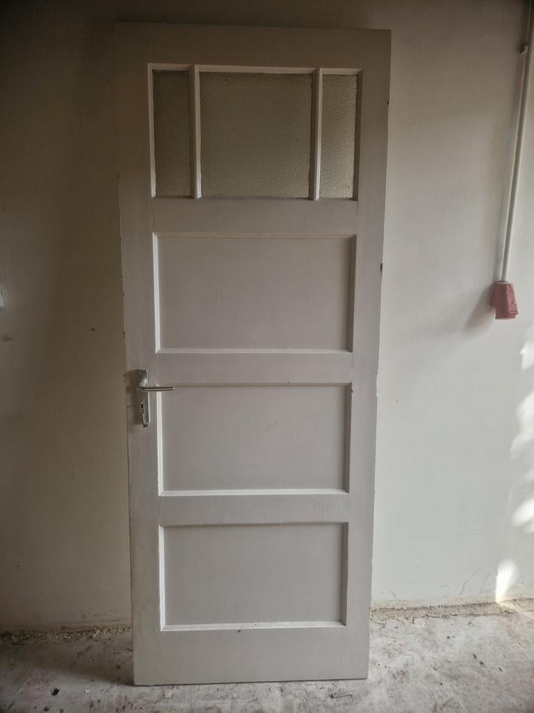 Bruynzeel jaren '30 binnendeur met glas, Ophalen, Gebruikt, 80 tot 100 cm, Binnendeur