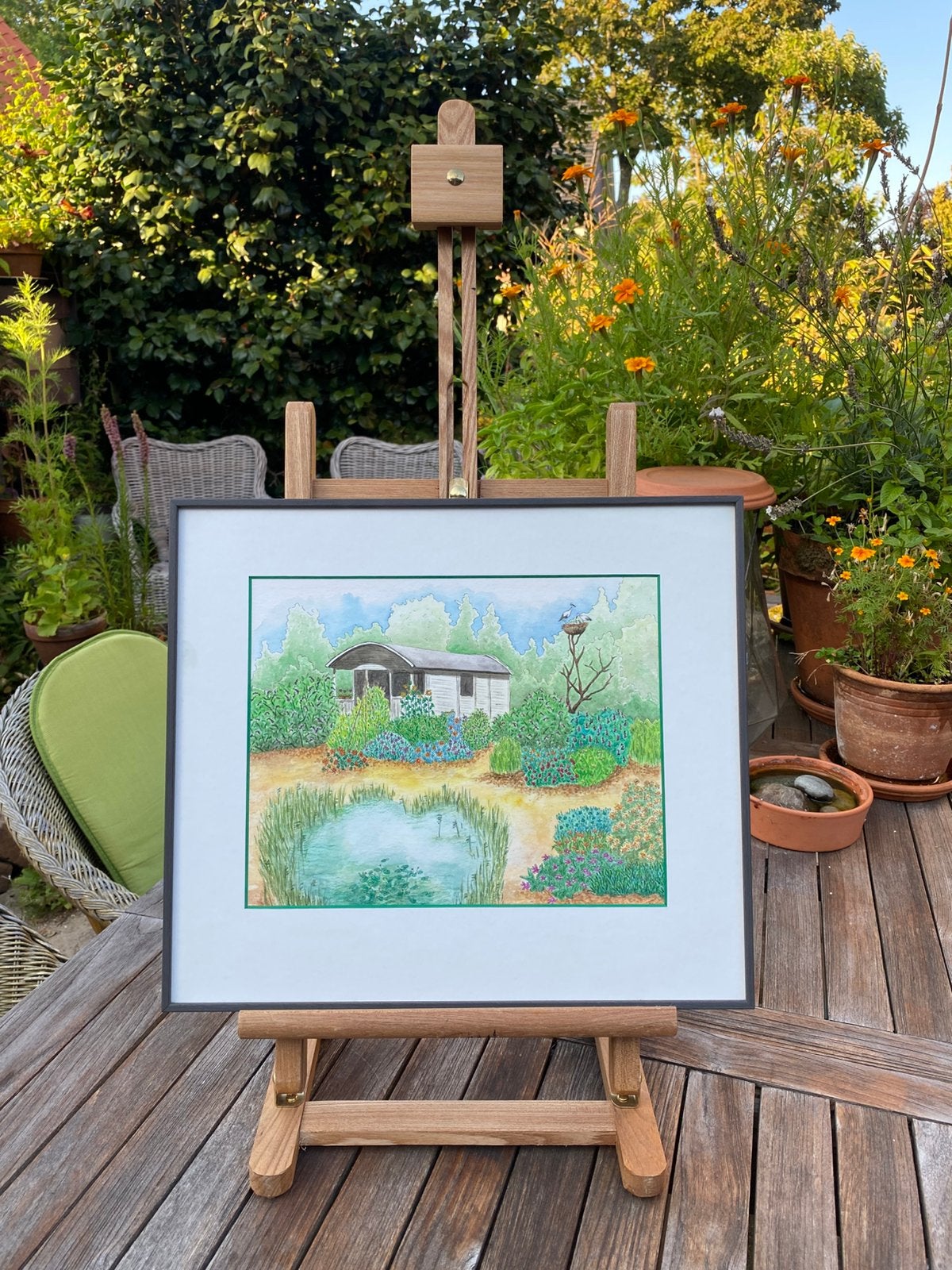 Groene Oase - Aquarel - Museumglas -  40 x 35,5 cm, Ophalen
