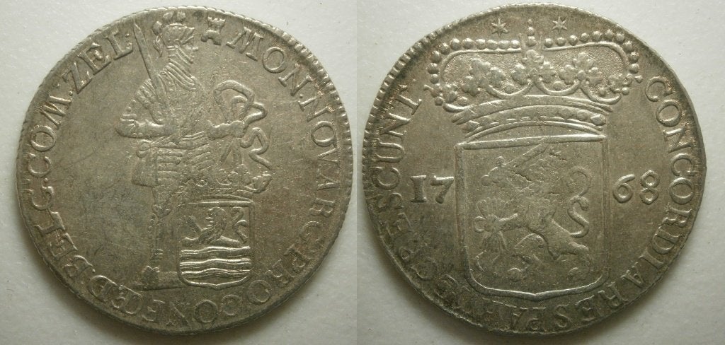 1] Zeeland Zilver Dukaat 1768, Vóór koninkrijk, Zilver, Ophalen of Verzenden, Losse munt