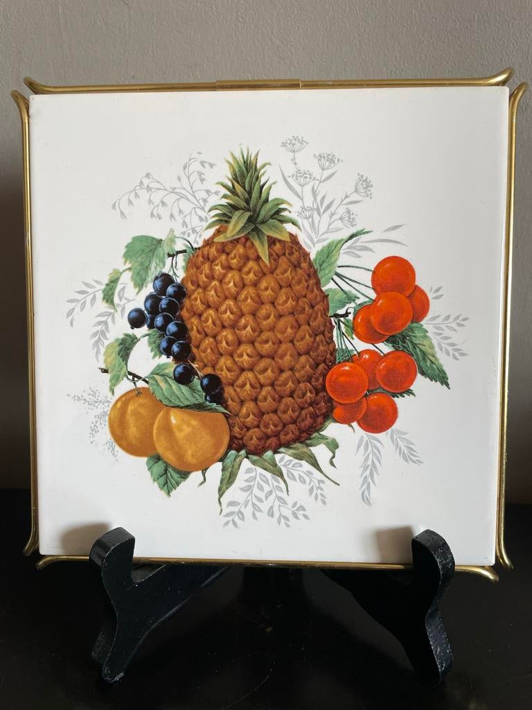 Vintage Frankton Tegelen 2 bekers en 1 onderzetter, Ophalen of Verzenden