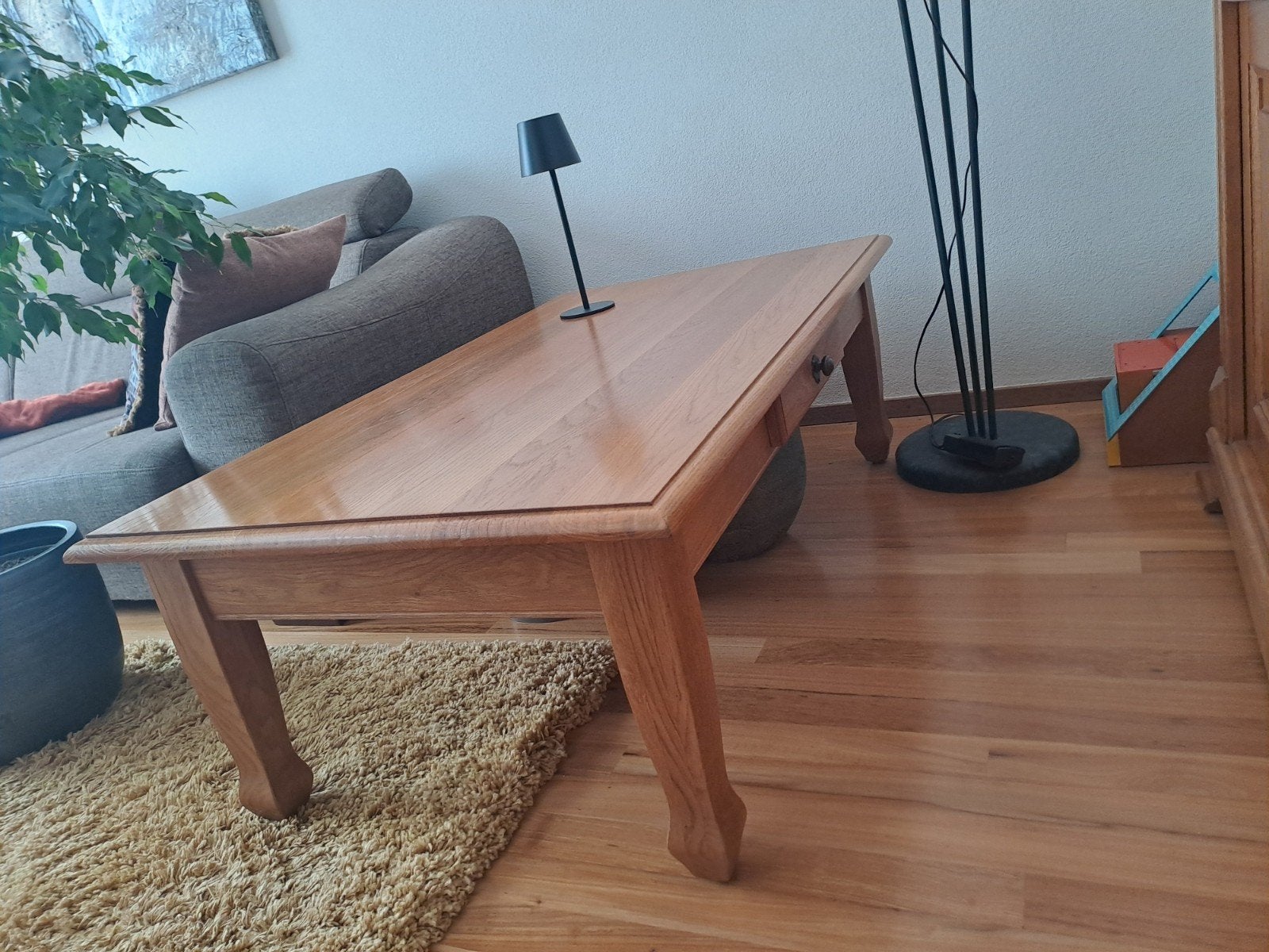 Eikenhouten salontafel 135x75x45cm, Ophalen, Gebruikt, 100 tot 150 cm, Eikenhout