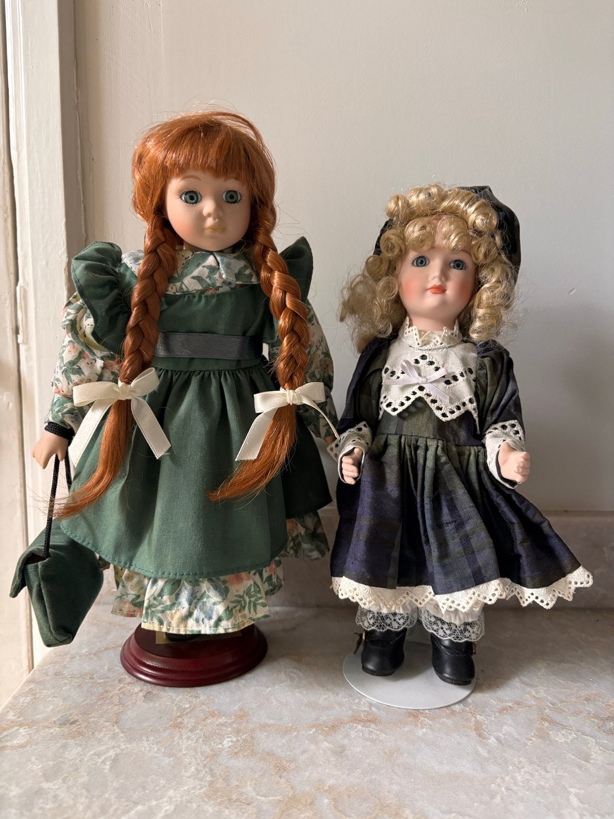 Set van 2 porseleinen poppen - Vintage, Verzamelen, Poppen, Ophalen of Verzenden, Zo goed als nieuw, Pop