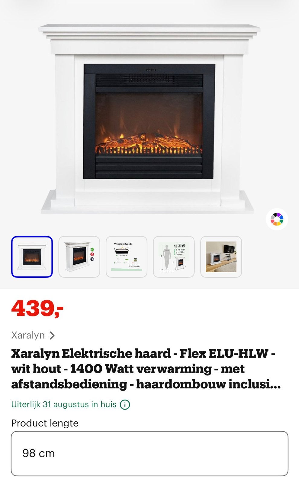Xaralyn  elektrische haard Verwarming/sier. Afstandsbed, Ophalen, Zo goed als nieuw, Elektrische haard