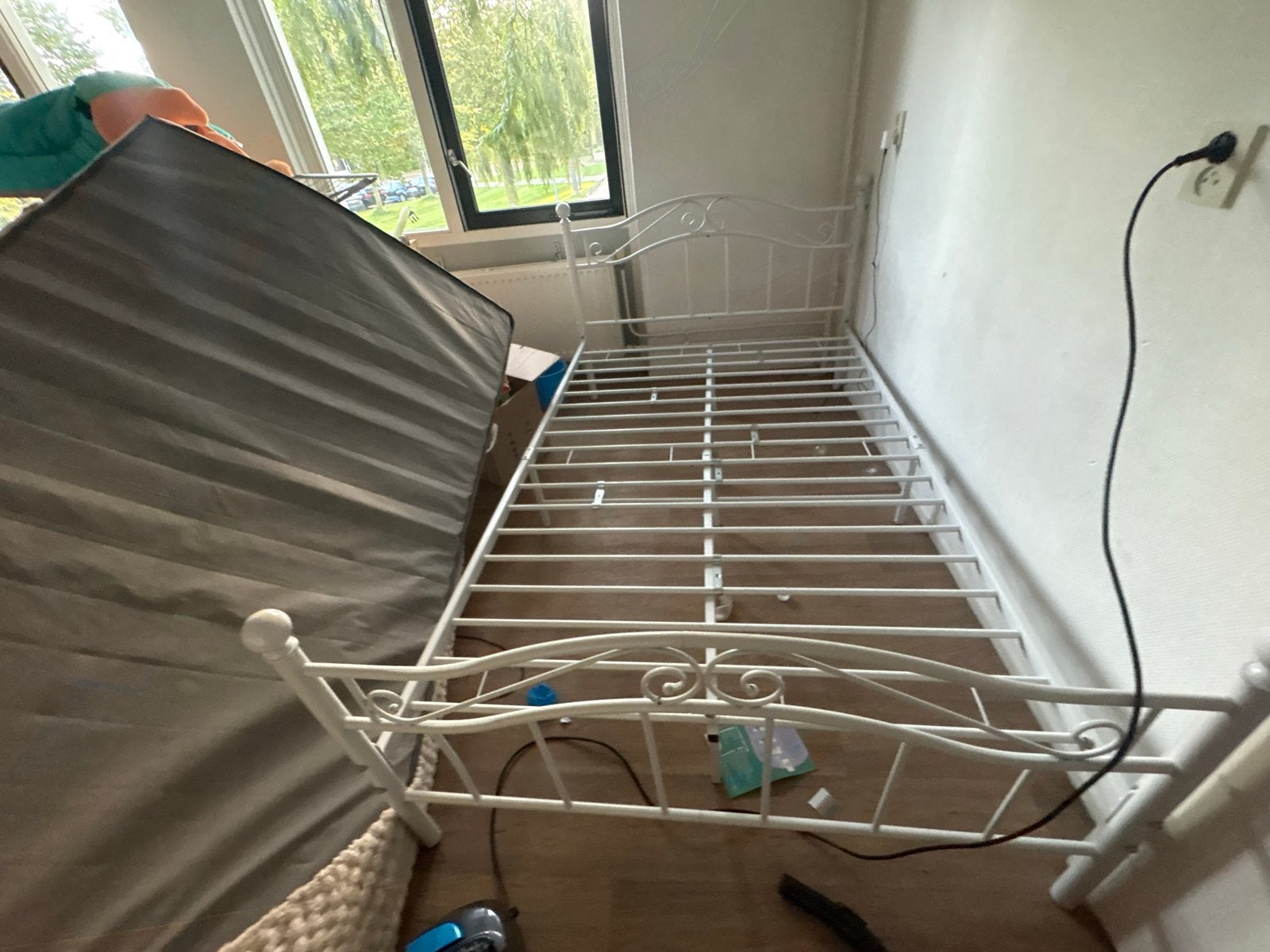 Bedframe 140x200 wit- beverwaard, Ophalen, Gebruikt, Wit, Tweepersoons