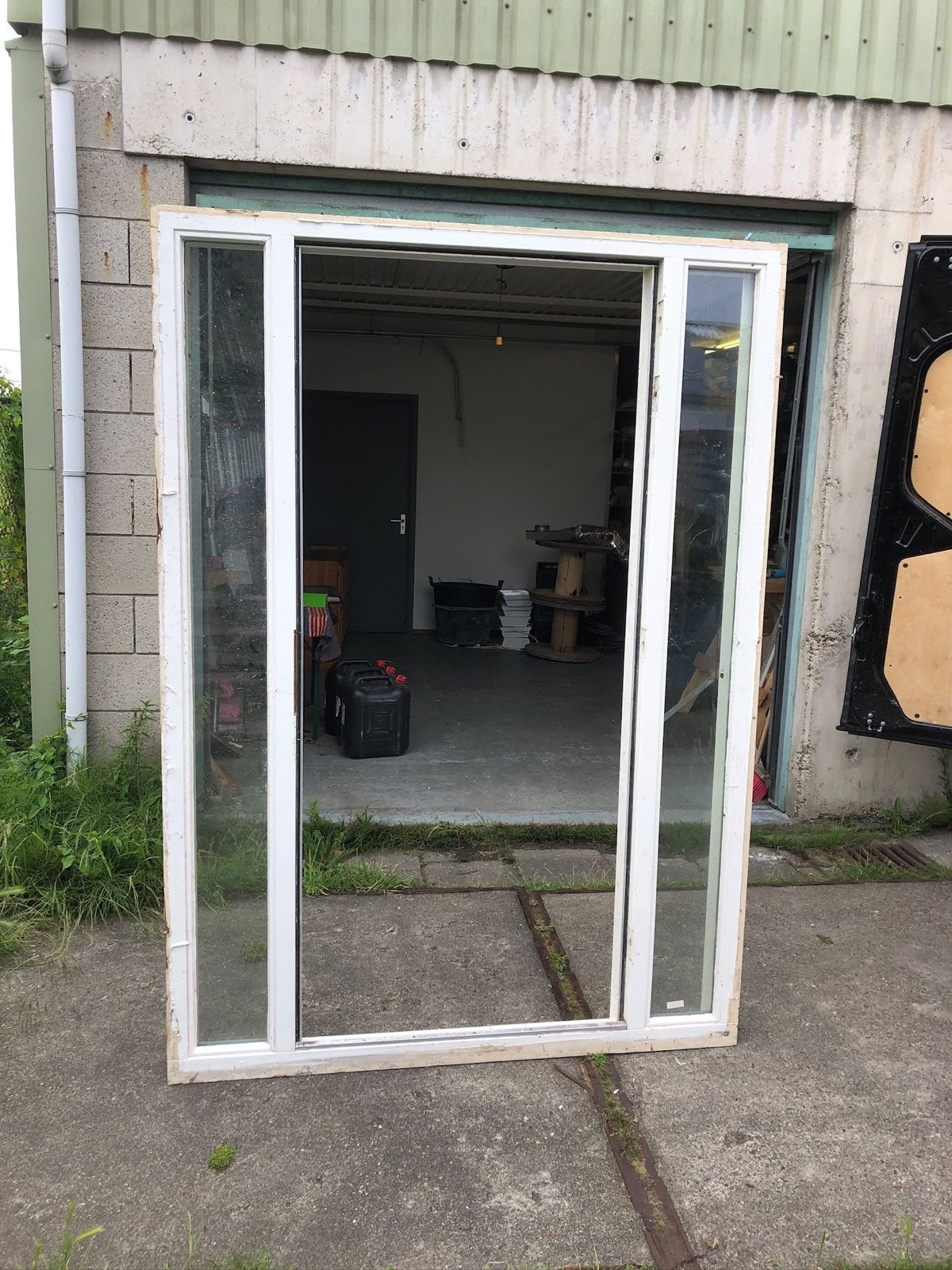 Hardhouten deurkozijn 160x224cm voor 93cm deur, Ophalen, Gebruikt, Buitendeur, Hout