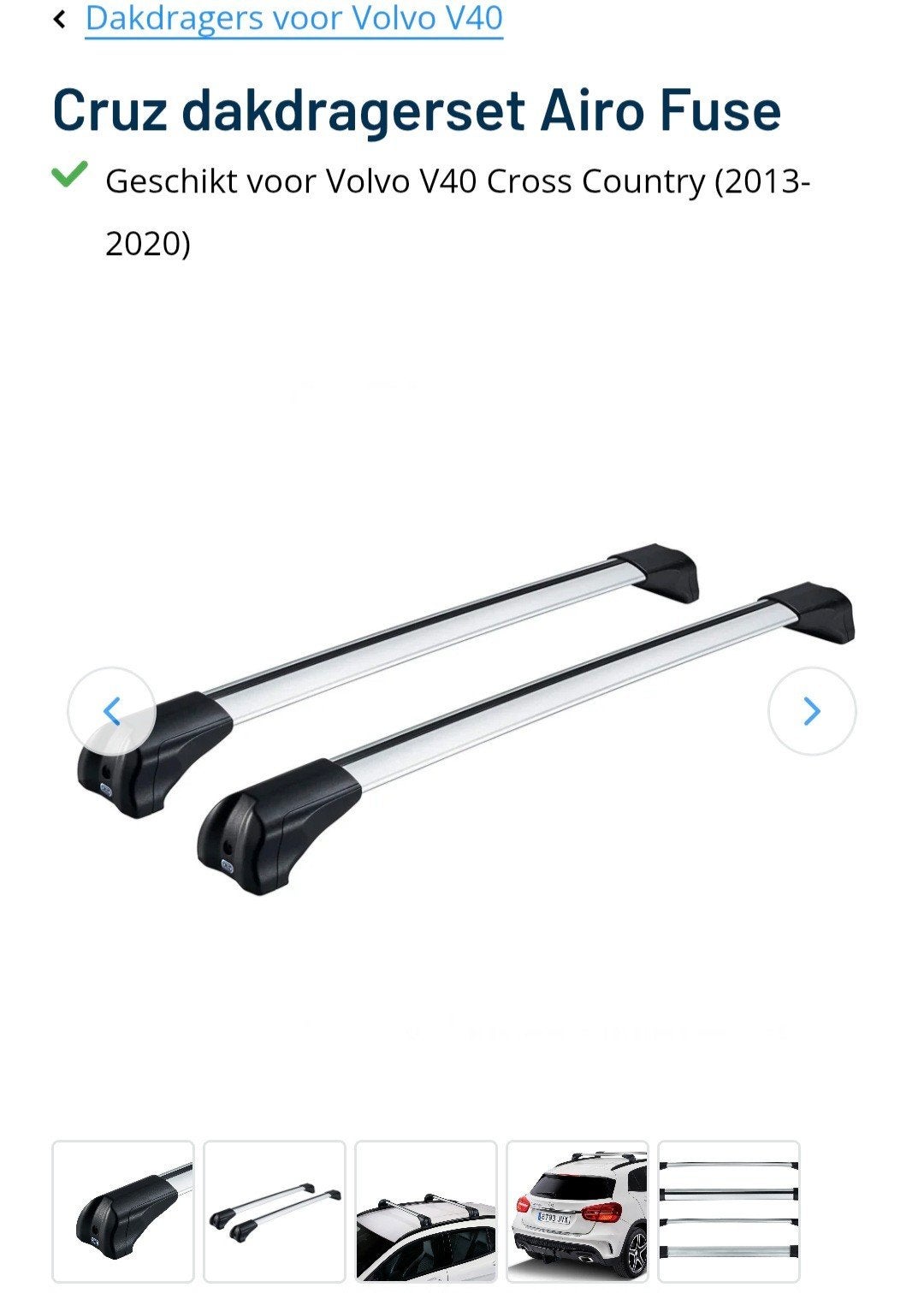 Cruz dakdragerset Airo Fuse voor Volvo V40 Cross Country, Ophalen