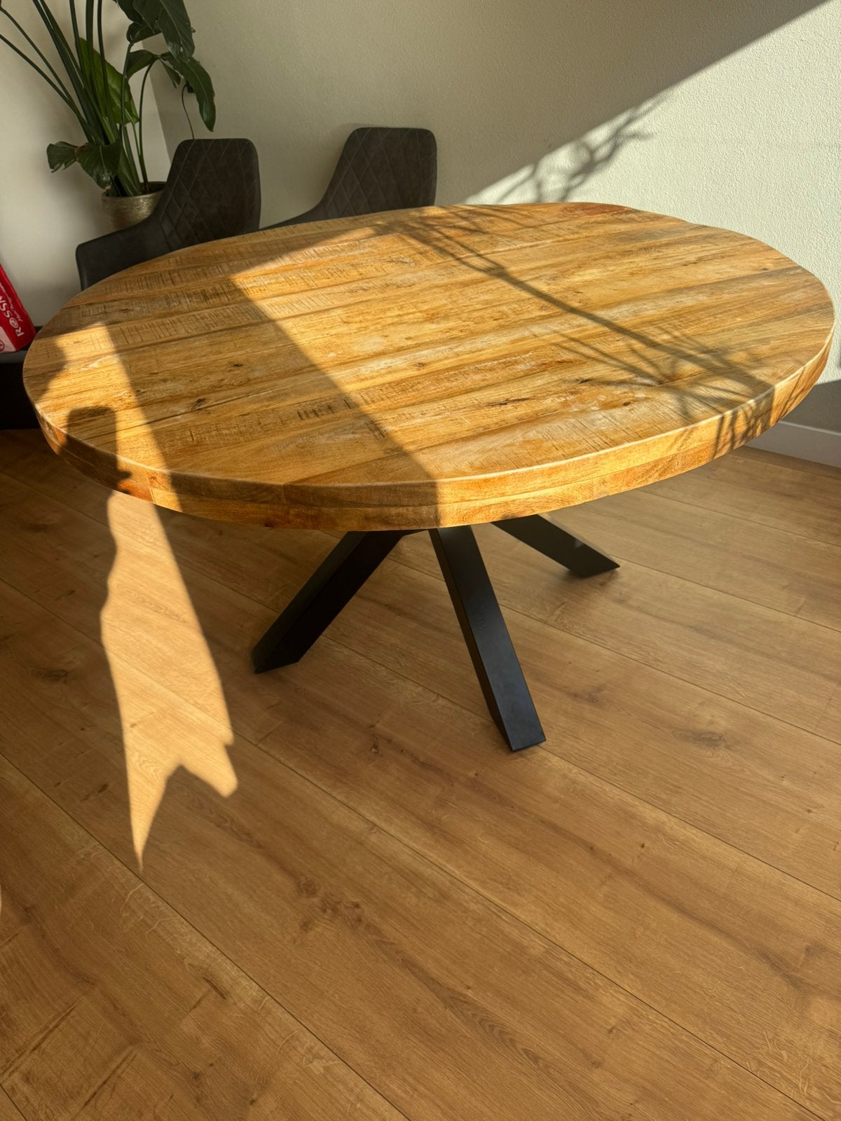 Ronde eettafel mangohout, Ophalen, Overige materialen, Gebruikt, Rond