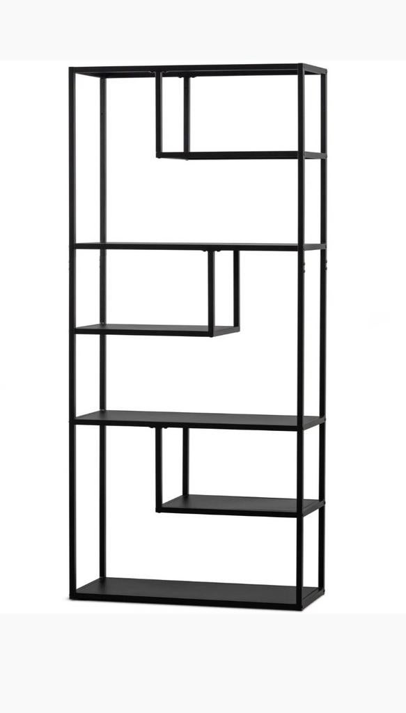 Zwart metalen kast met planken, Ophalen, Gebruikt