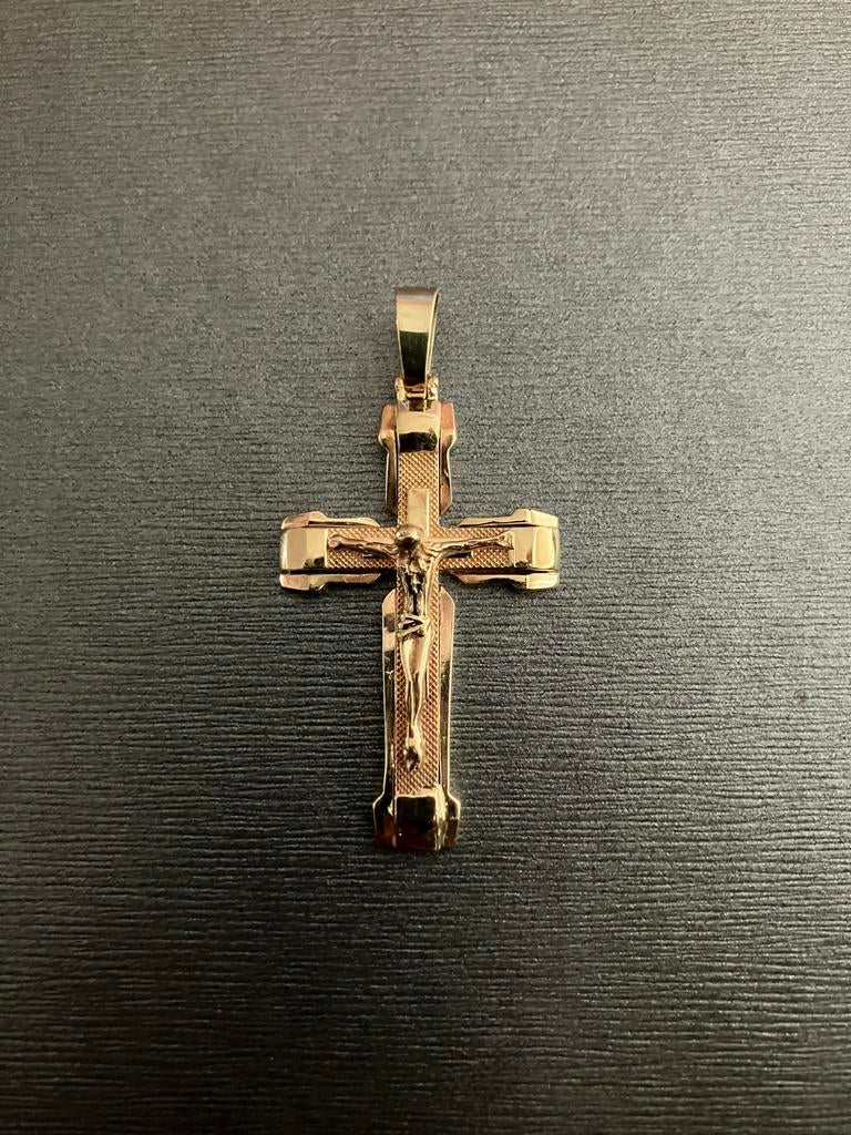 Zeer mooie 14k gouden kruis hanger, Ophalen, Zo goed als nieuw, Goud