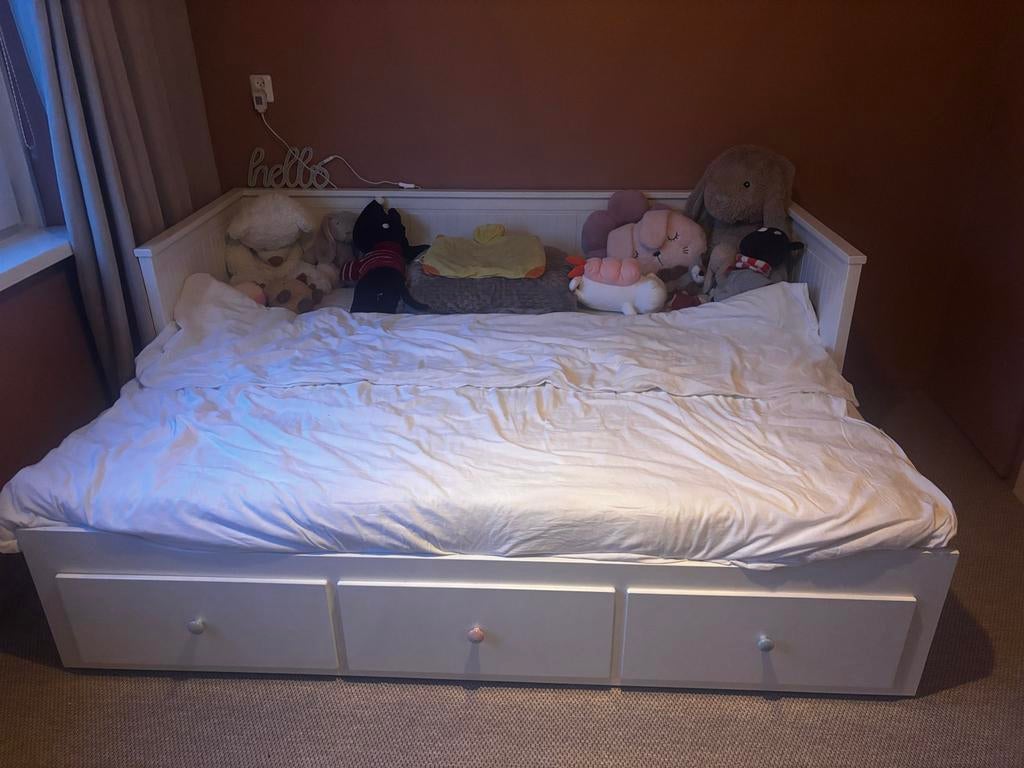 Ikea hemnes uitschuifbaar bed, Huis en Inrichting, 90 cm, Eenpersoons, Wit, Ophalen of Verzenden