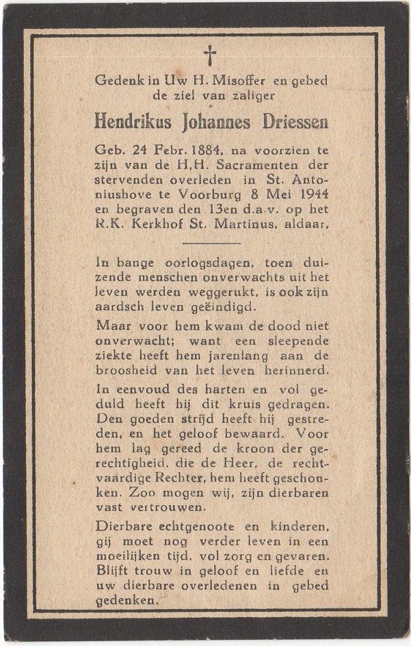 Hendrikus Joh. Driessen 1884 Rijswijk + 1944 Voorburg, Ophalen of Verzenden