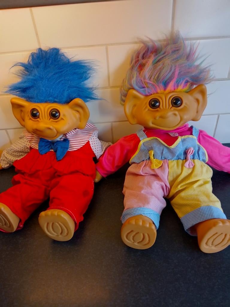 Twee Vintage Trollenpoppen eneeda, Ophalen of Verzenden, Gebruikt, Jongen of Meisje