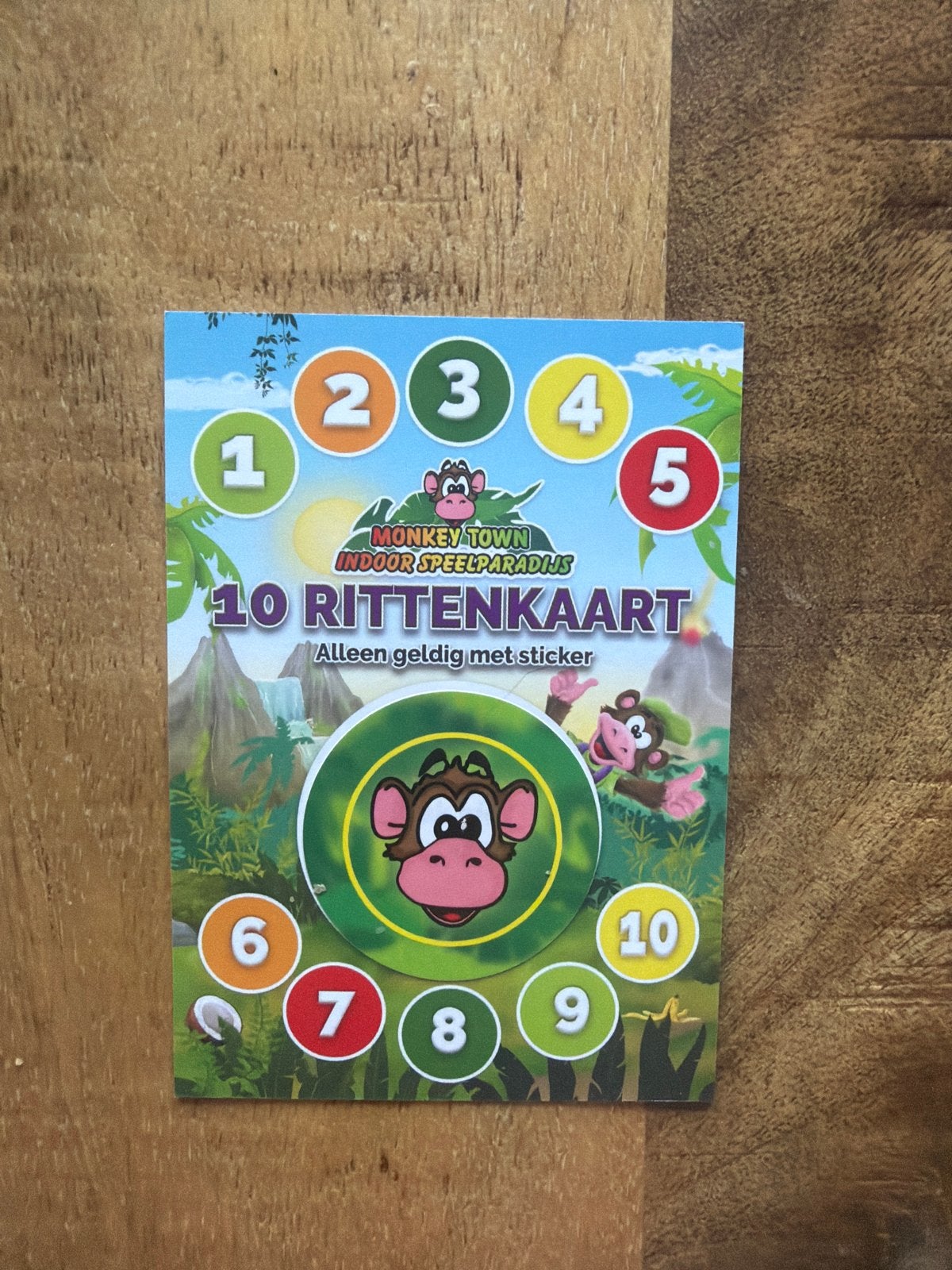 Monkey town 10 rittenkaart, Drie personen of meer, Ticket of Toegangskaart