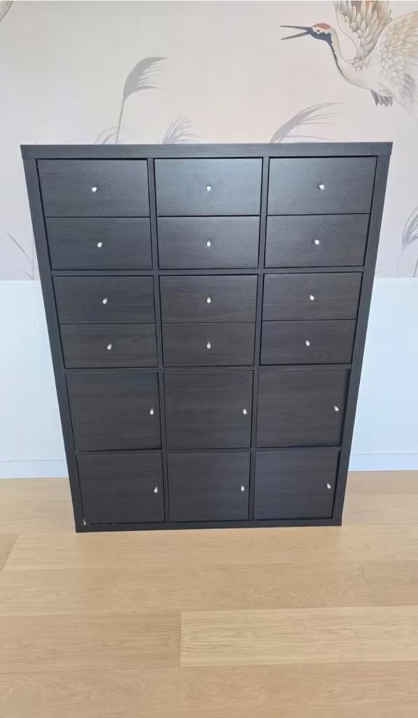 16x LADEN inc. Inzetten Kallax Ikea zwart, Ophalen, Zo goed als nieuw, Rechthoekig, Hout