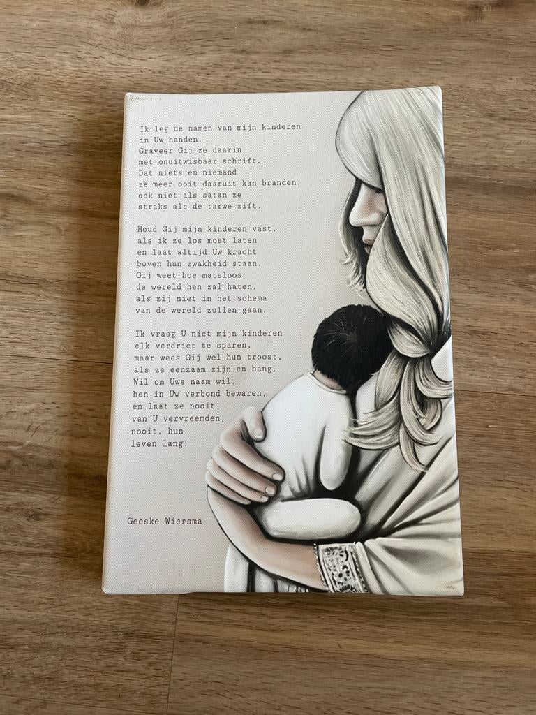 Canvas schilderij Geeske Wiersma - Moeder en kind, Minder dan 50 cm, Ophalen of Verzenden, Zo goed als nieuw, Schilderij