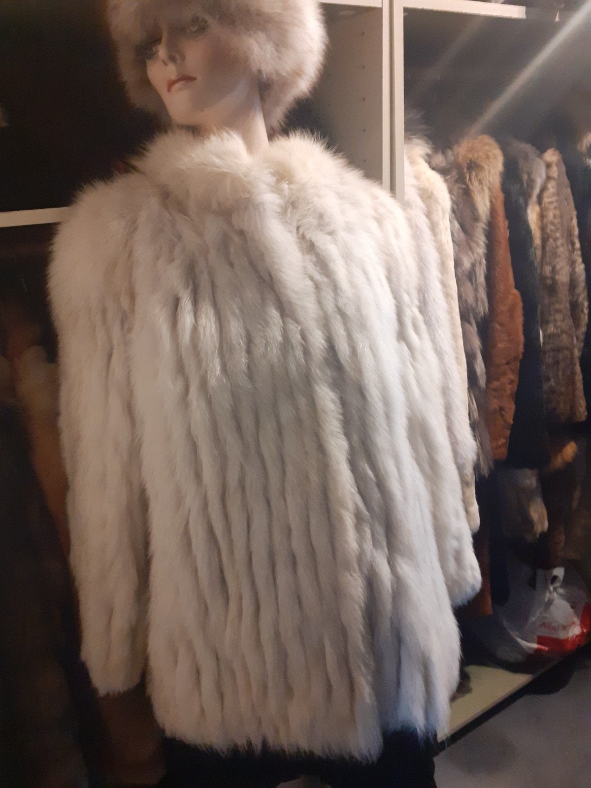 prachtige witte POLAR FOX bontjas bont jas bontmantel  M, Ophalen of Verzenden, Zo goed als nieuw, Maat 38/40 (M), Wit