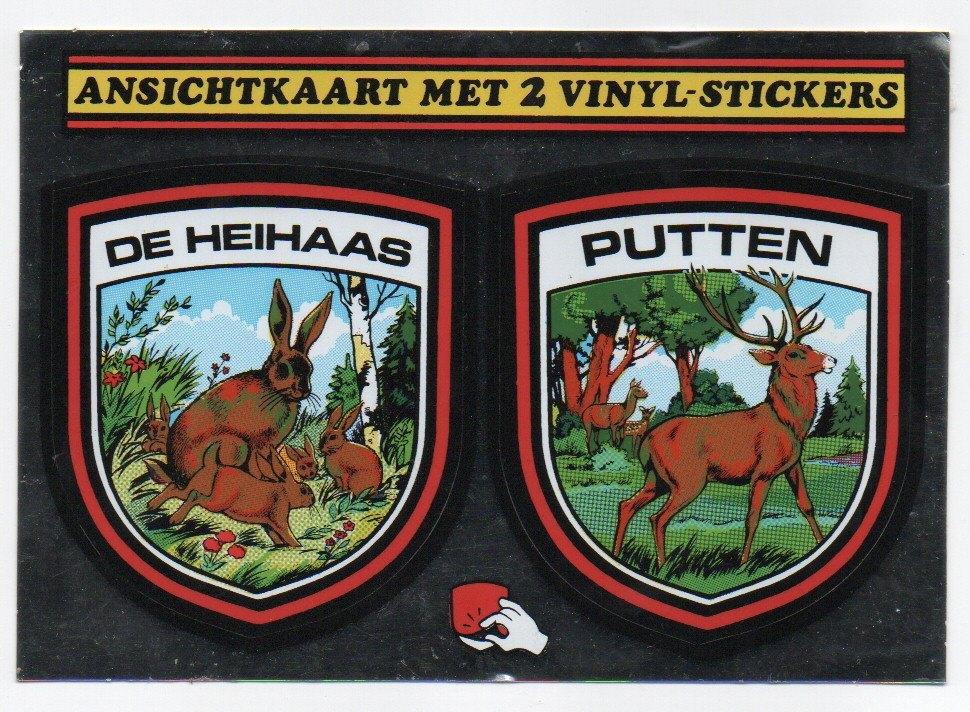 Stickerkaart Putten De Heihaas, Verzamelen, Ansichtkaarten | Nederland, Ophalen, 1960 tot 1980, Ongelopen, Gelderland