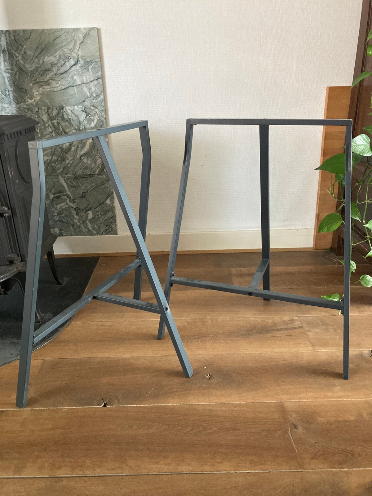 IKEA ADILS poten en LERBERG schragen, Tafelpoot, Zo goed als nieuw, Metaal, Rechthoekig