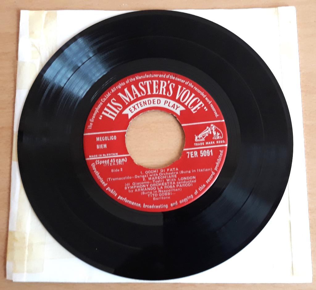 Tito Gobbi – Torna / Dicitencello Vuie - HMV 7ER 5091, Opera of Operette, 7 inch, Ophalen of Verzenden, Zo goed als nieuw