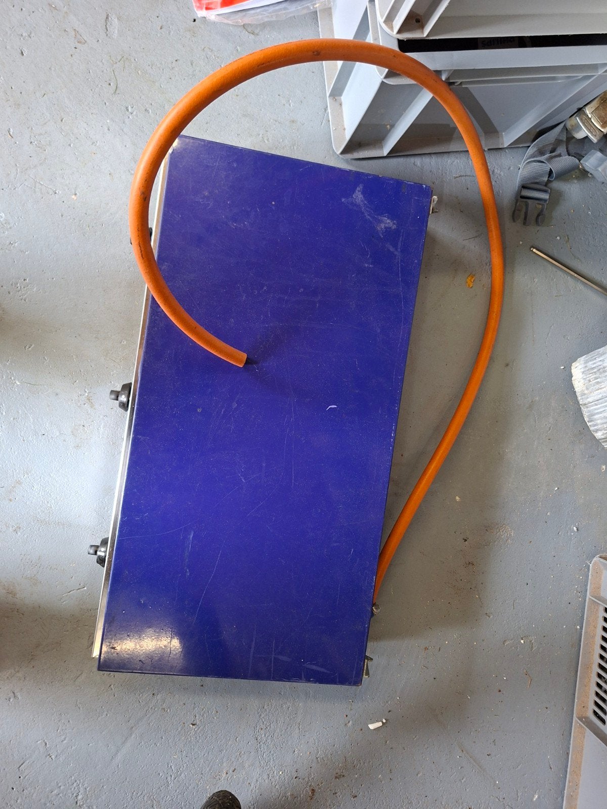 Blauw gasfornuis met slang, Gebruikt, 3 kookzones of minder, Ophalen of Verzenden, Gas