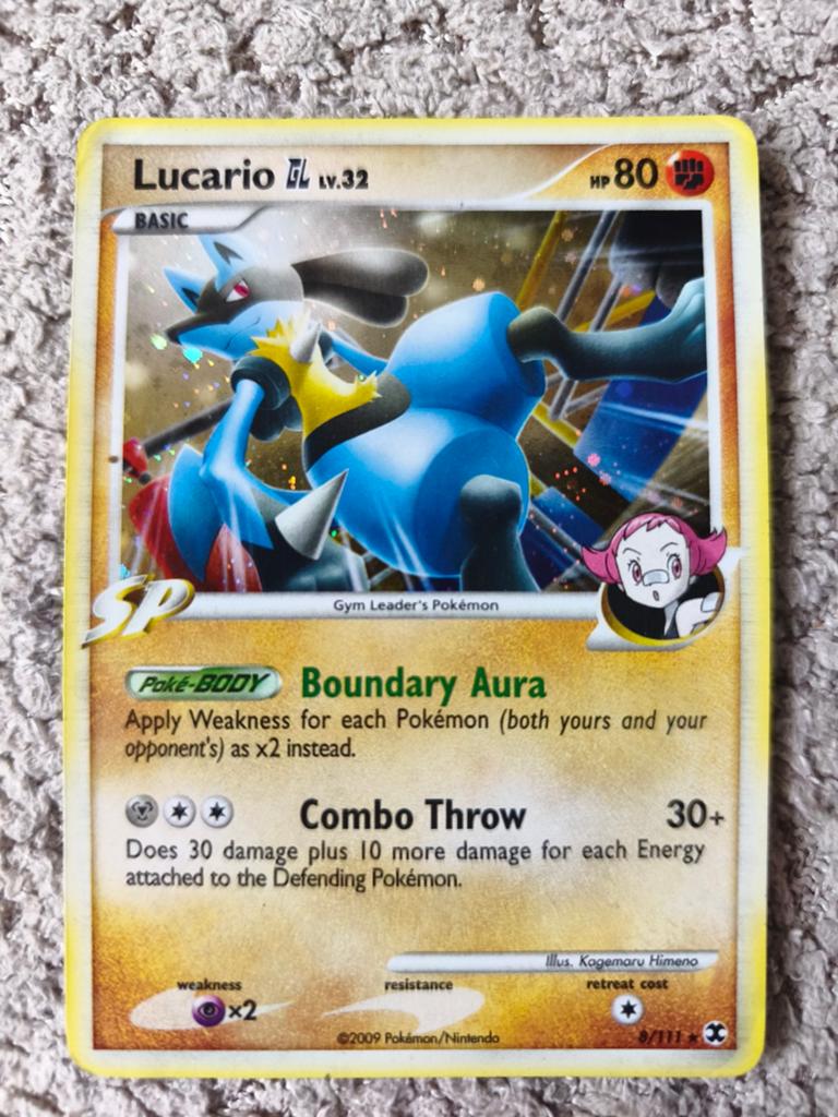 Lucario GL - Pokémon Rising Rivals (8/11) Holo, Ophalen of Verzenden, Gebruikt, Losse kaart, Foil