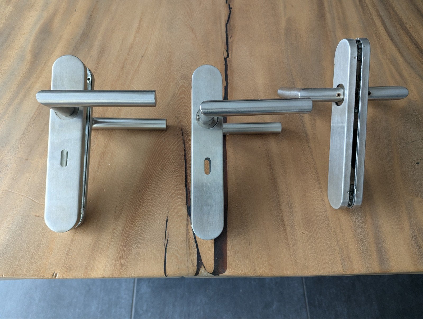 3 klinksetjes rvs look, Ophalen of Verzenden, Rvs, Klink of Kruk