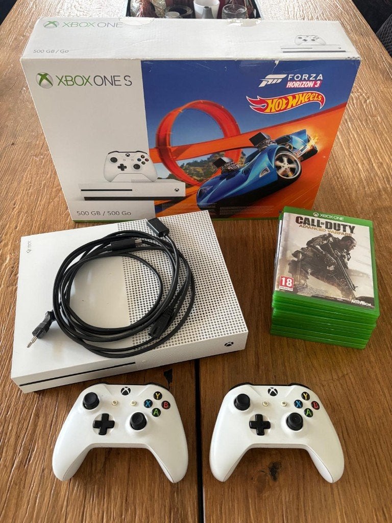 Xbox One S 500GB Wit Forza Horizon 3 Hot Wheels Edition, Met 2 controllers, Xbox One S, Ophalen of Verzenden, 500 GB