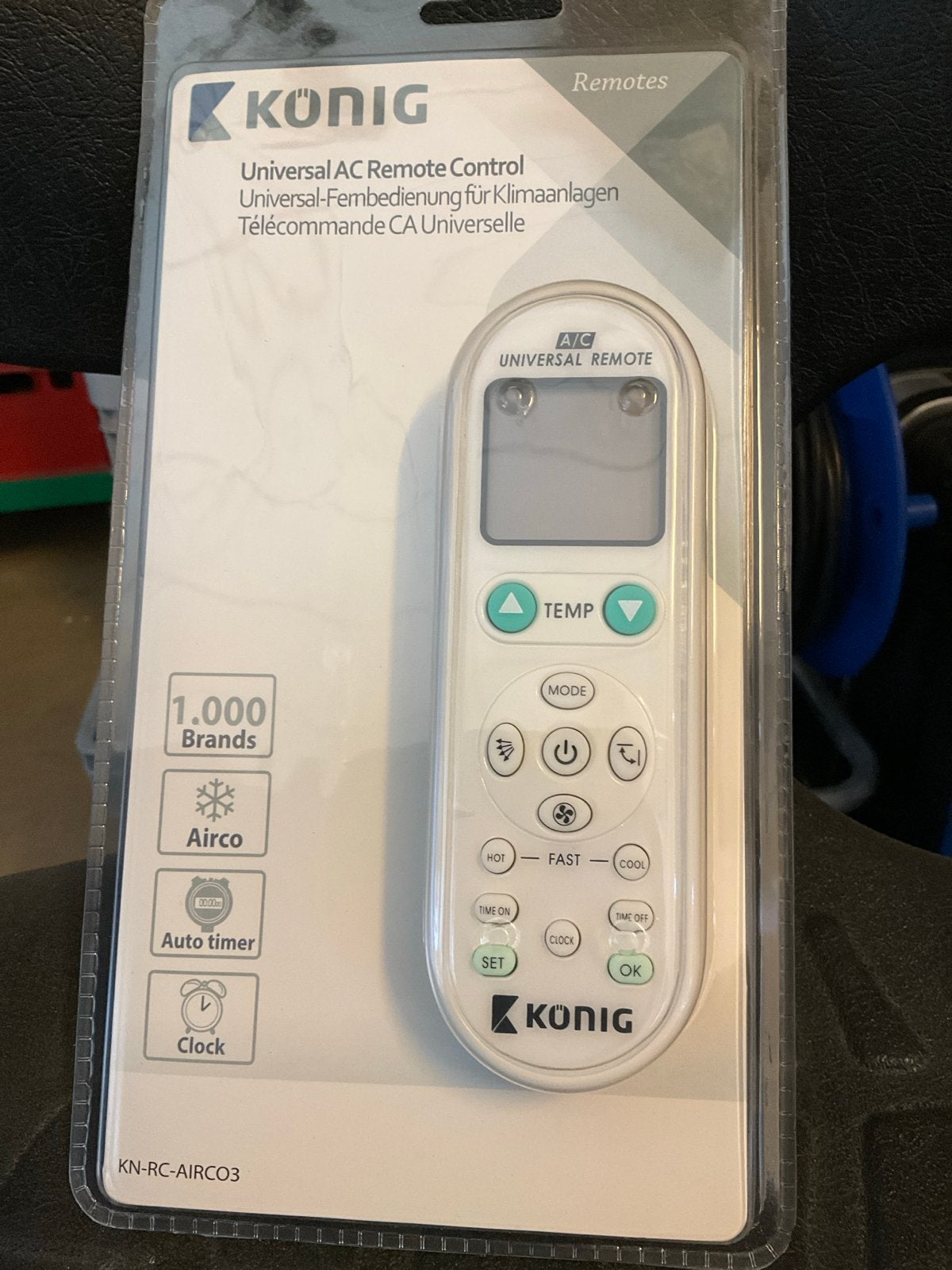 König Universele AC Afstandsbediening voor Airco, Audio, Tv en Foto, Afstandsbedieningen, Nieuw, Universeel, Met display, Ophalen
