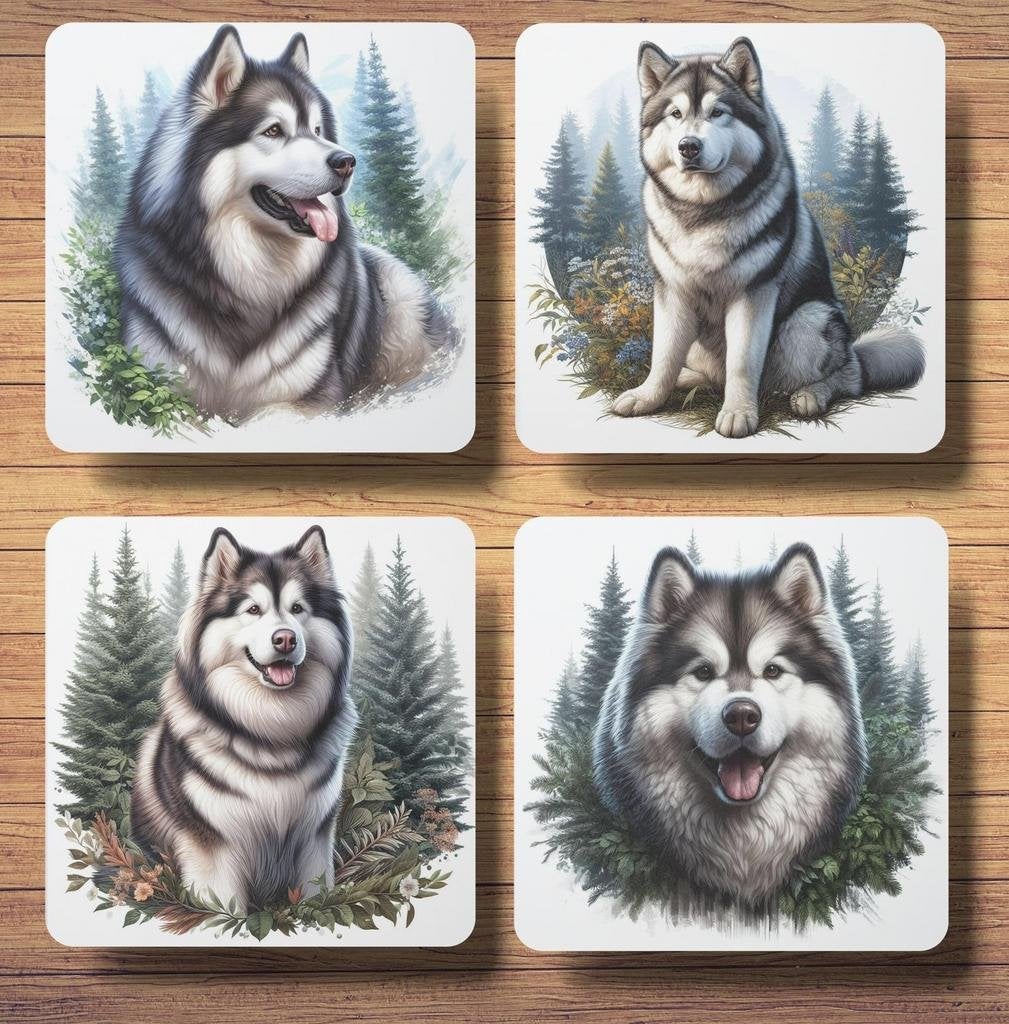 Malamute Bos onderzetters met houder, Ophalen of Verzenden, Nieuw
