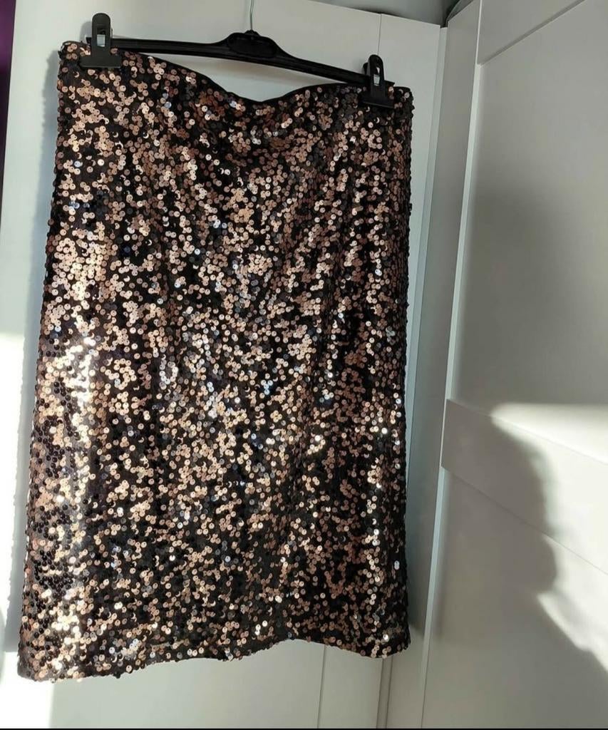 H&M Pailletten Rok Zwart/Brons - Maat 3XL, Kleding | Dames, Rokken, H&M, Zwart, Maat 46/48 (XL) of groter, Ophalen of Verzenden