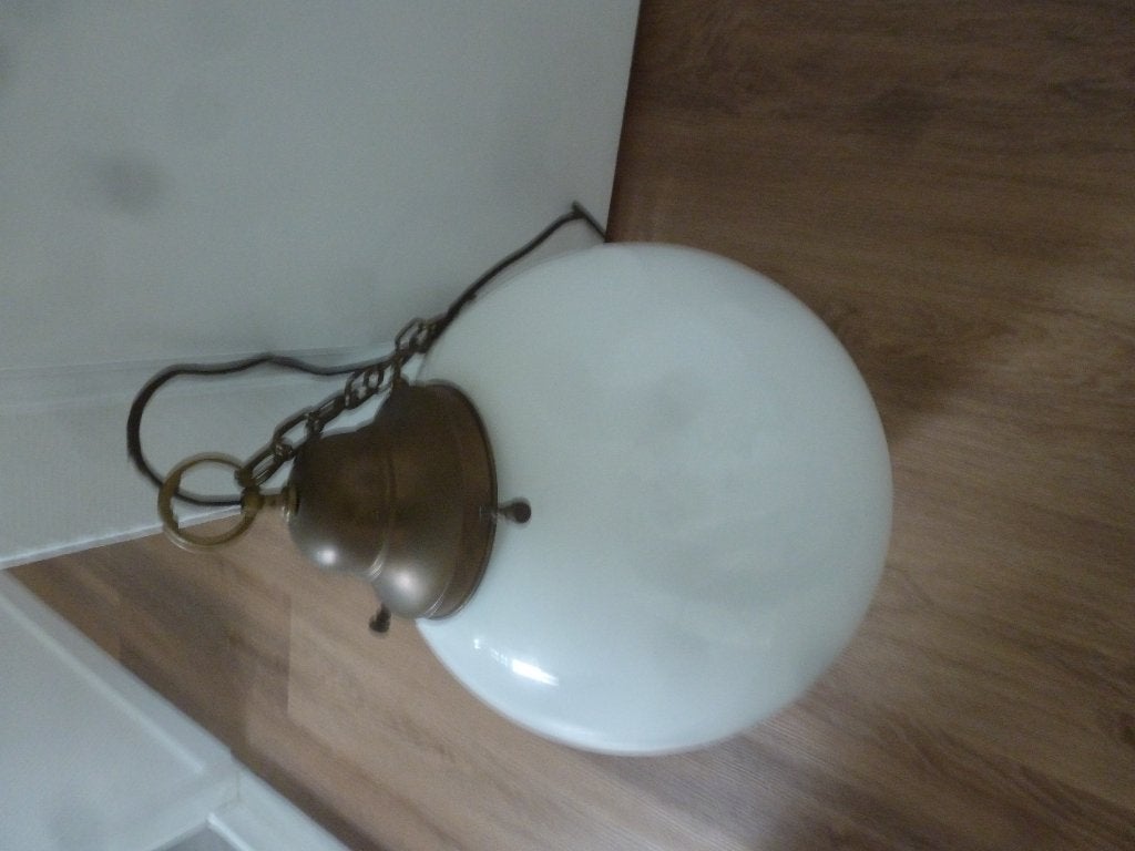antieke school/stations lamp, Ophalen, Zo goed als nieuw, Glas, Klassiek