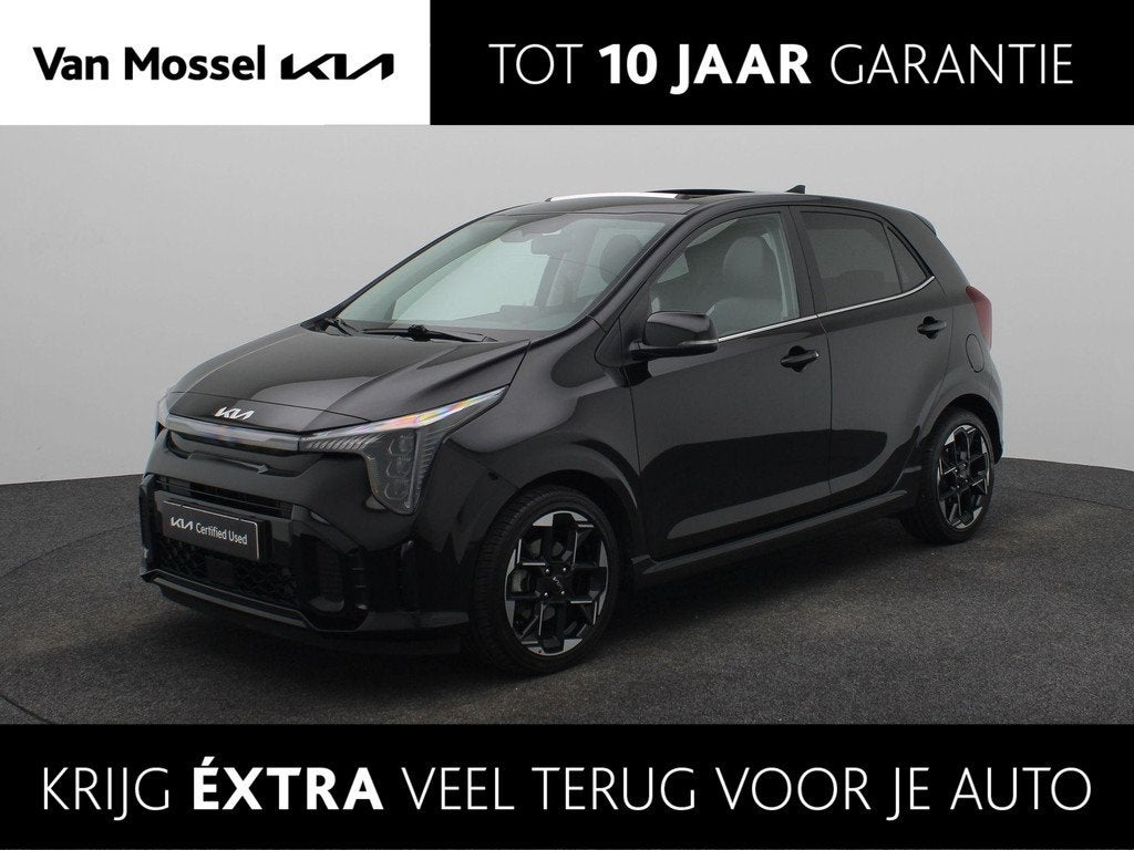 Kia Picanto 1.0 DPI GT-Line | NIEUW MODEL| Schuif/Kanteldak, Auto's, Kia, 12 maanden, Euro 6, 4 stoelen, Zwart