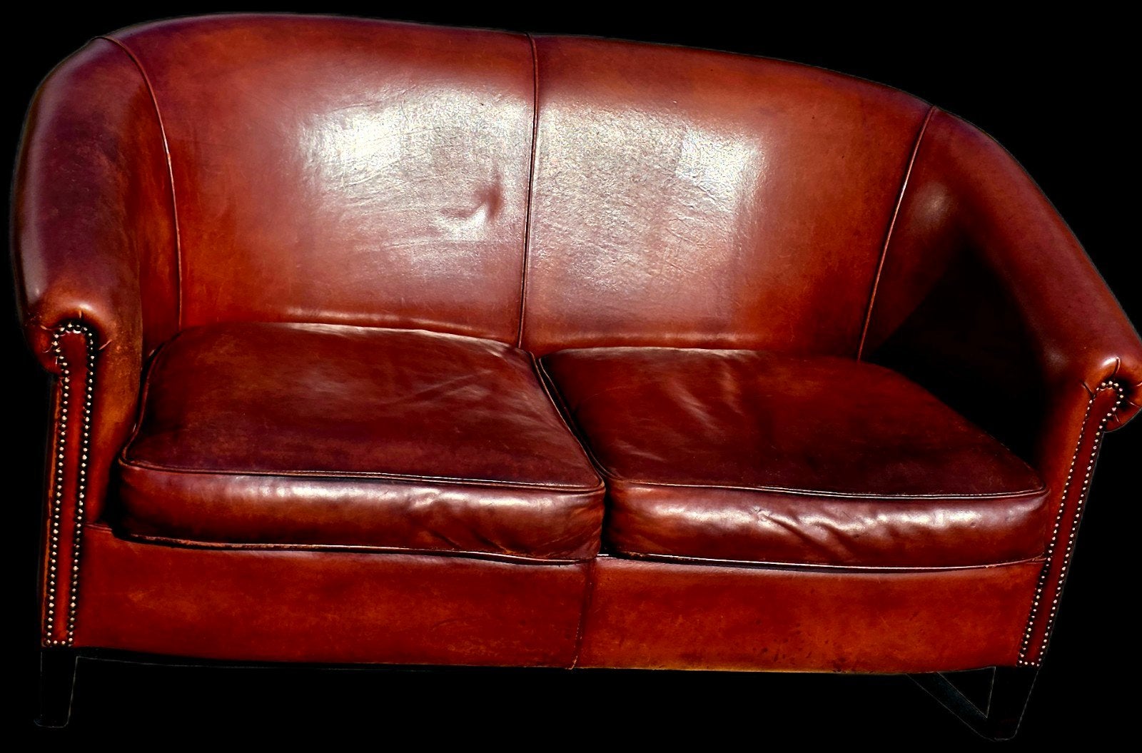 Schapenleren bank cognac bruin leer + BEZORGING GRATIS, Huis en Inrichting, Banken | Bankstellen, Gebruikt, Verzenden, ., Chesterfield