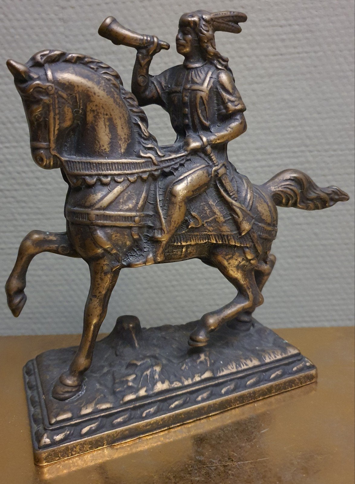 Bronzen figuur - art nouveau-periode - paard ruiter jager, Antiek en Kunst, Ophalen of Verzenden, Brons