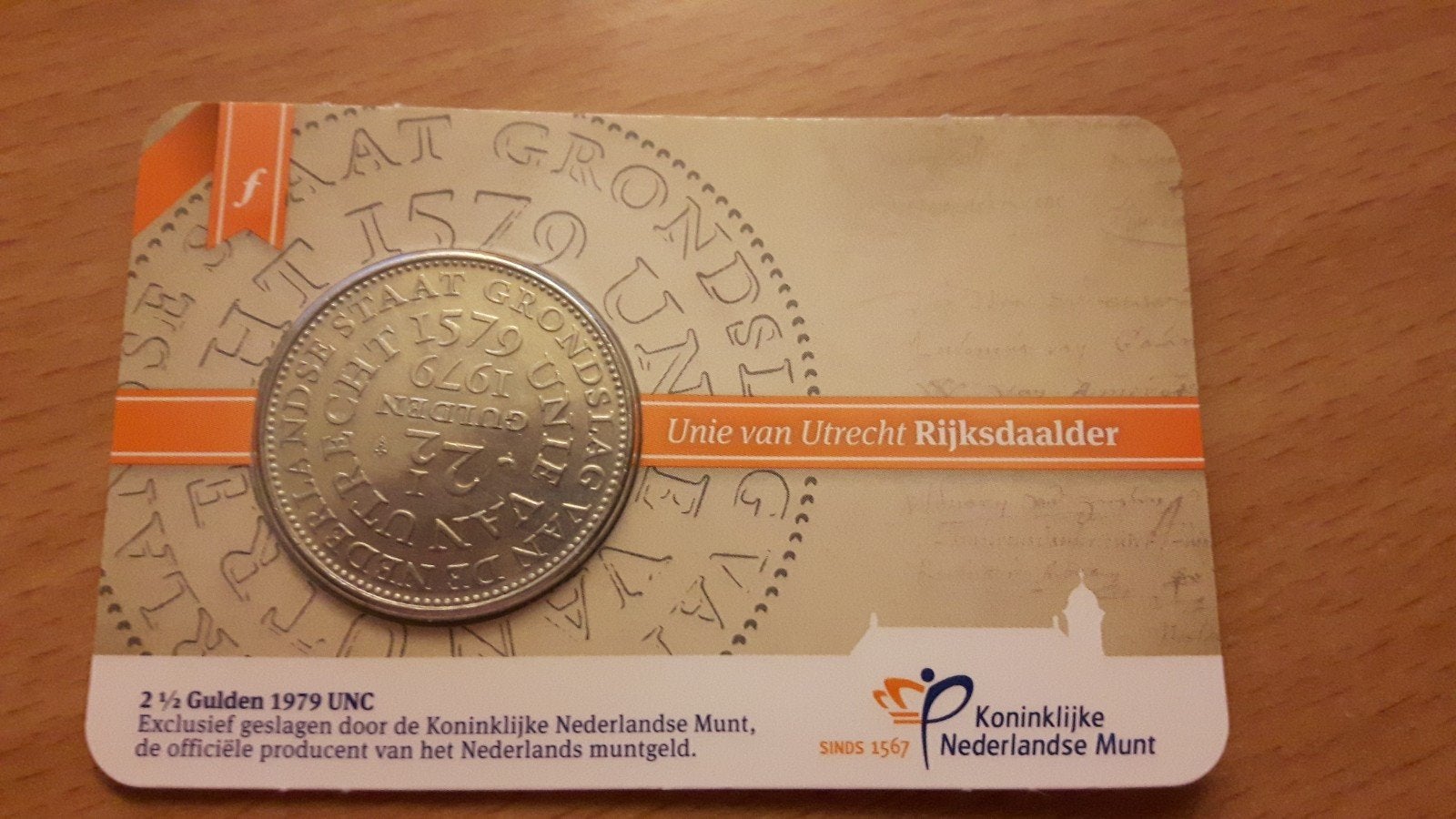 1979 Unie van Utrecht Rijksdaalder in coincard 2017, Ophalen of Verzenden, Koningin Juliana, 2½ gulden