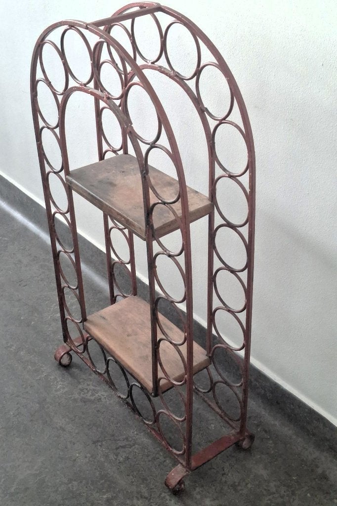 vintage industrieel wijnrek smeedijzer brocante keukenrek, Ophalen, Gebruikt, 15 tot 25 flessen, 75 – 100