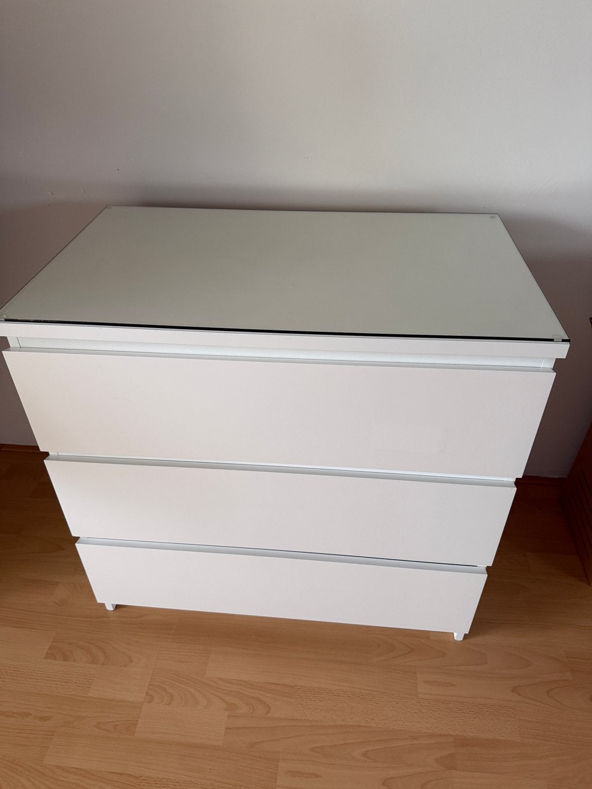 Ikea Malm ladekast met glazen plaat, Ophalen, Overige materialen, Gebruikt, 50 tot 100 cm