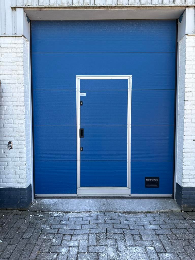 Crawford Garagedeur met Loopdeur - Blauw, Gebruikt, Ophalen, Gebruikt, Garagedeur, Metaal