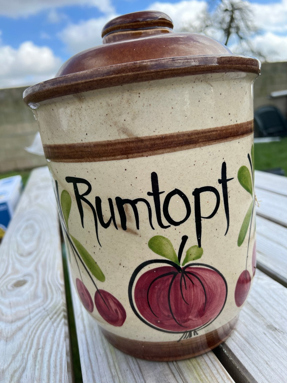 Vintage Rumtopf Aardewerk Pot met Deksel, Ophalen of Verzenden