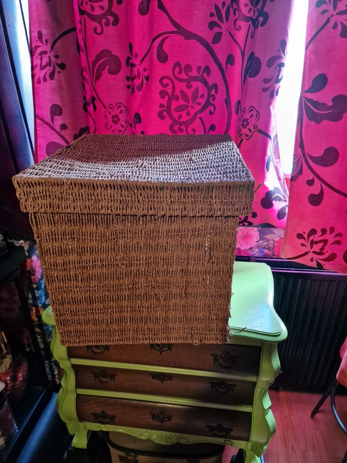 Zeegras Mand met Deksel - 40x40x40cm, Ophalen, Gebruikt, Mand, Vierkant