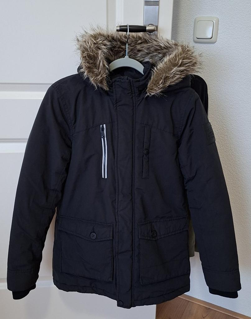 Winterjas jas Vingino zwart maat 164 z.g.a.n., Ophalen of Verzenden, Zo goed als nieuw, Vingino, Jongen